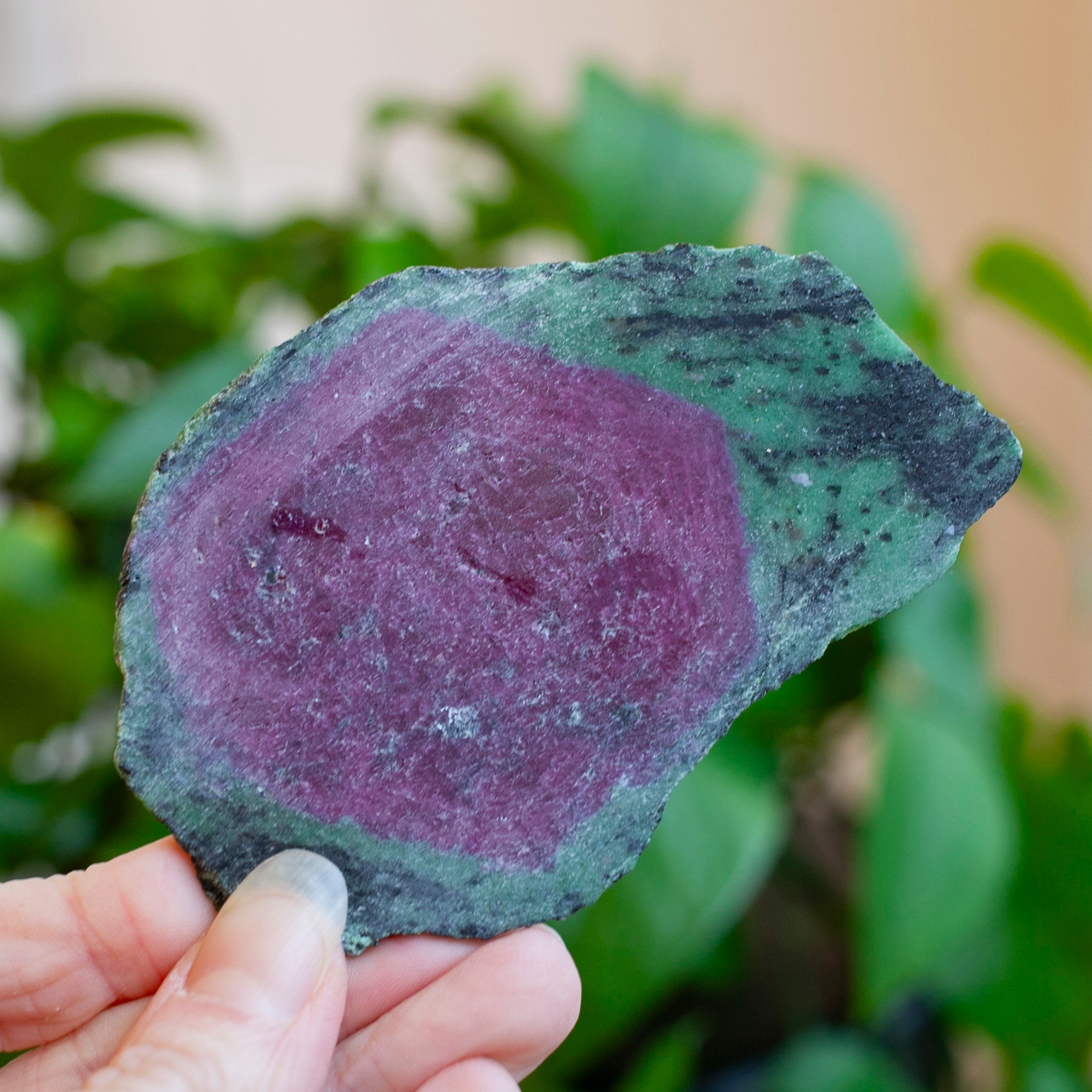Ruby Zoisite Slab, Complete Hexagon, Raw Ruby In Zoisite Slice, Large Ruby Stone, Natural Ruby Stone