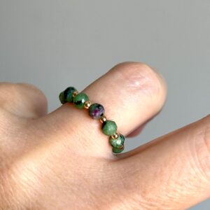 4mm Elastic Stretch Ruby Zoisite Beaded Ring, Handmade Minimalist Stacking Ring