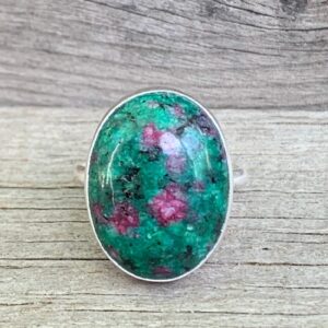 Elegant Oval Ruby Zoisite Minimalist Ring In Sterling Silver | Ruby Ring | Choose Your Stone | Gifts For Her | Boho