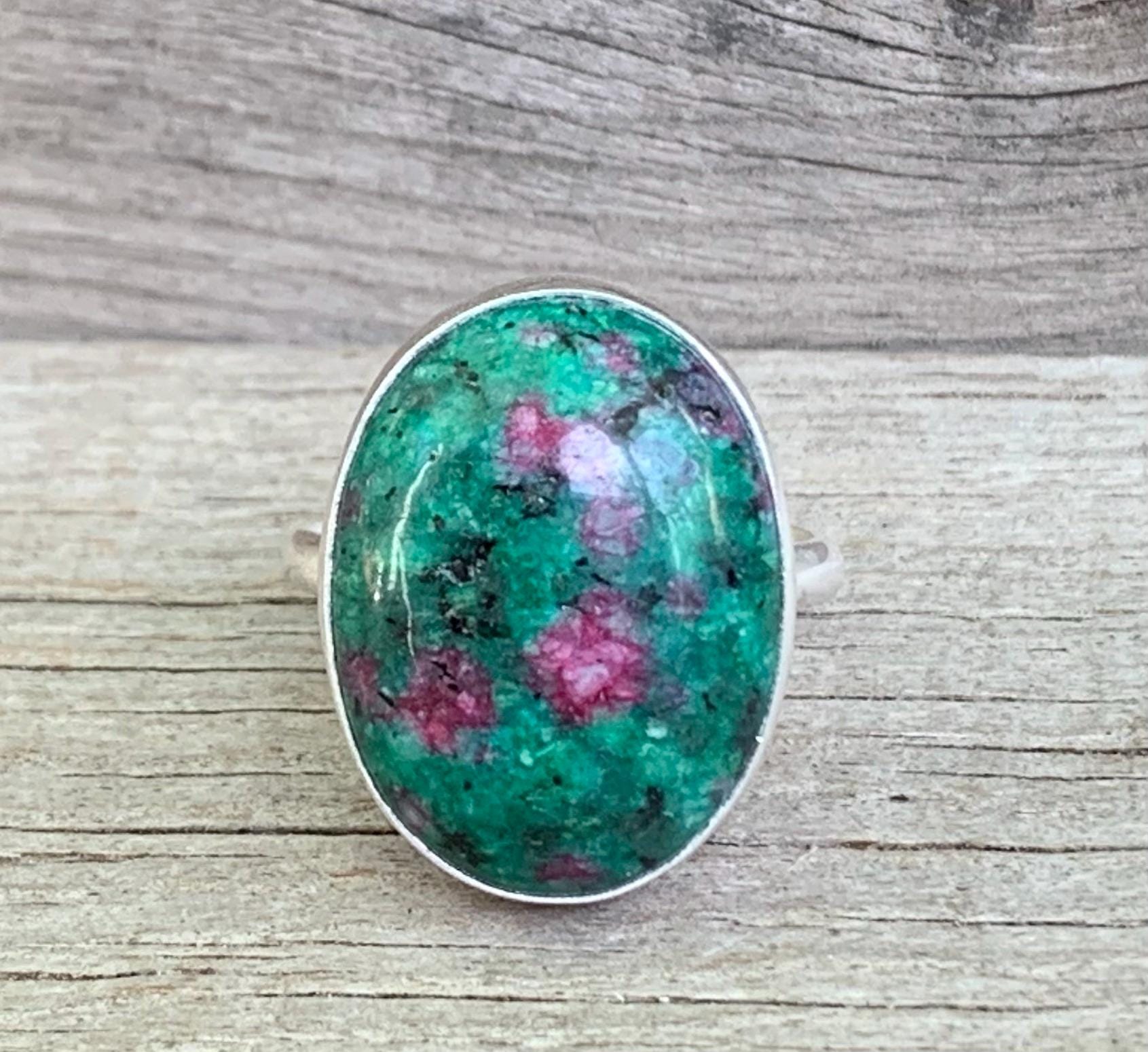 Elegant Oval Ruby Zoisite Minimalist Ring In Sterling Silver | Ruby Ring | Choose Your Stone | Gifts For Her | Boho