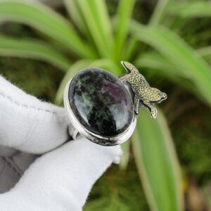 Handmade Ruby Zoisite 925 Sterling Silver Adjustable Ring