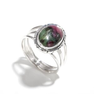 Ruby Zoisite Ring: Limited Edition 925 Sterling Silver Band
