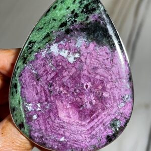Natural pink Ruby Zoisite Sterling Silver Ring, shimmering gemstone 78x56mm
