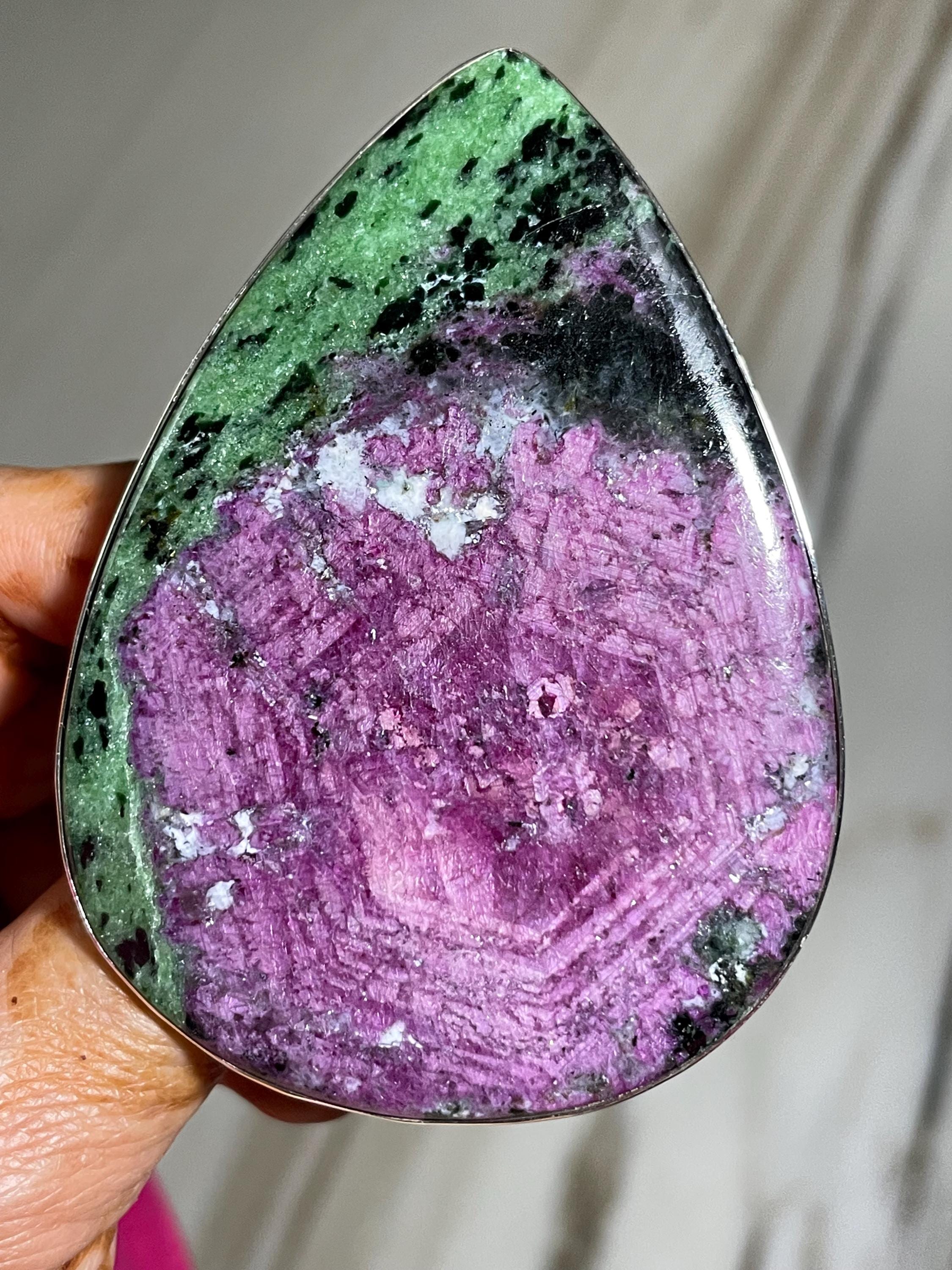 Ruby Zoisite Sterling Silver Ring, Pear Gemstone, Boho Statement, July Birthstone, Handmade 925 Silver