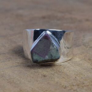 Rough Ruby Zoisite Ring: Handmade 925 Sterling Silver Gemstone