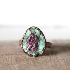 Ruby Zoisite Ring - Size 9 - Large Raw Stone Ring