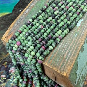 Rustic Ruby Zoisite handcut rondelle spacer Beads 4mm aprx Natural Gemstone Beads Rustic Ruby Zoisite handcut rondelle spacer Beads 4mm aprx Natural Gemstone Beads