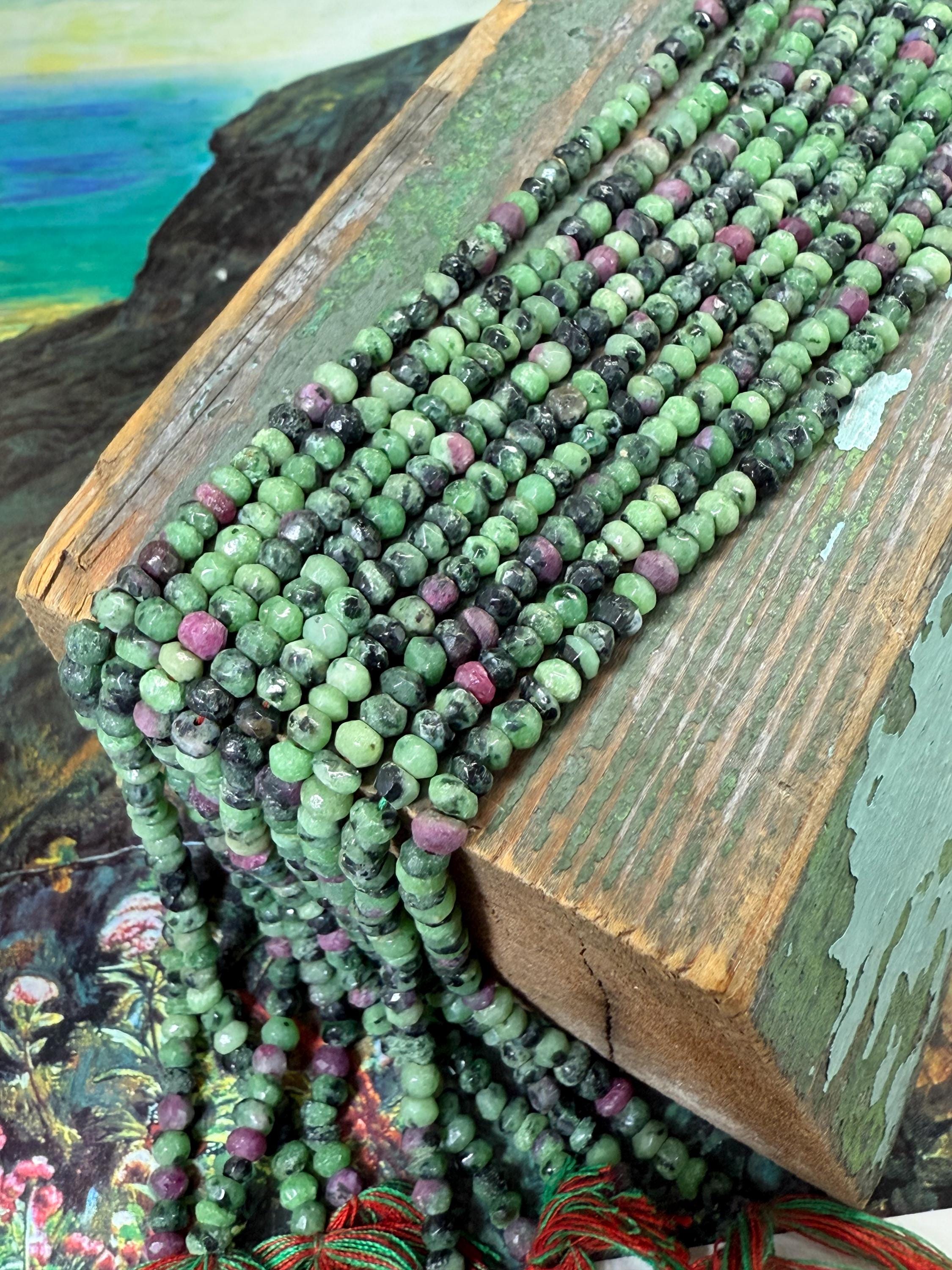 Rustic Ruby Zoisite Handcut Rondelle Spacer Beads 4mm Aprx Natural Gemstone Beads Rustic Ruby Zoisite Handcut Rondelle Spacer Beads 4mm Aprx Natural Gemstone Beads