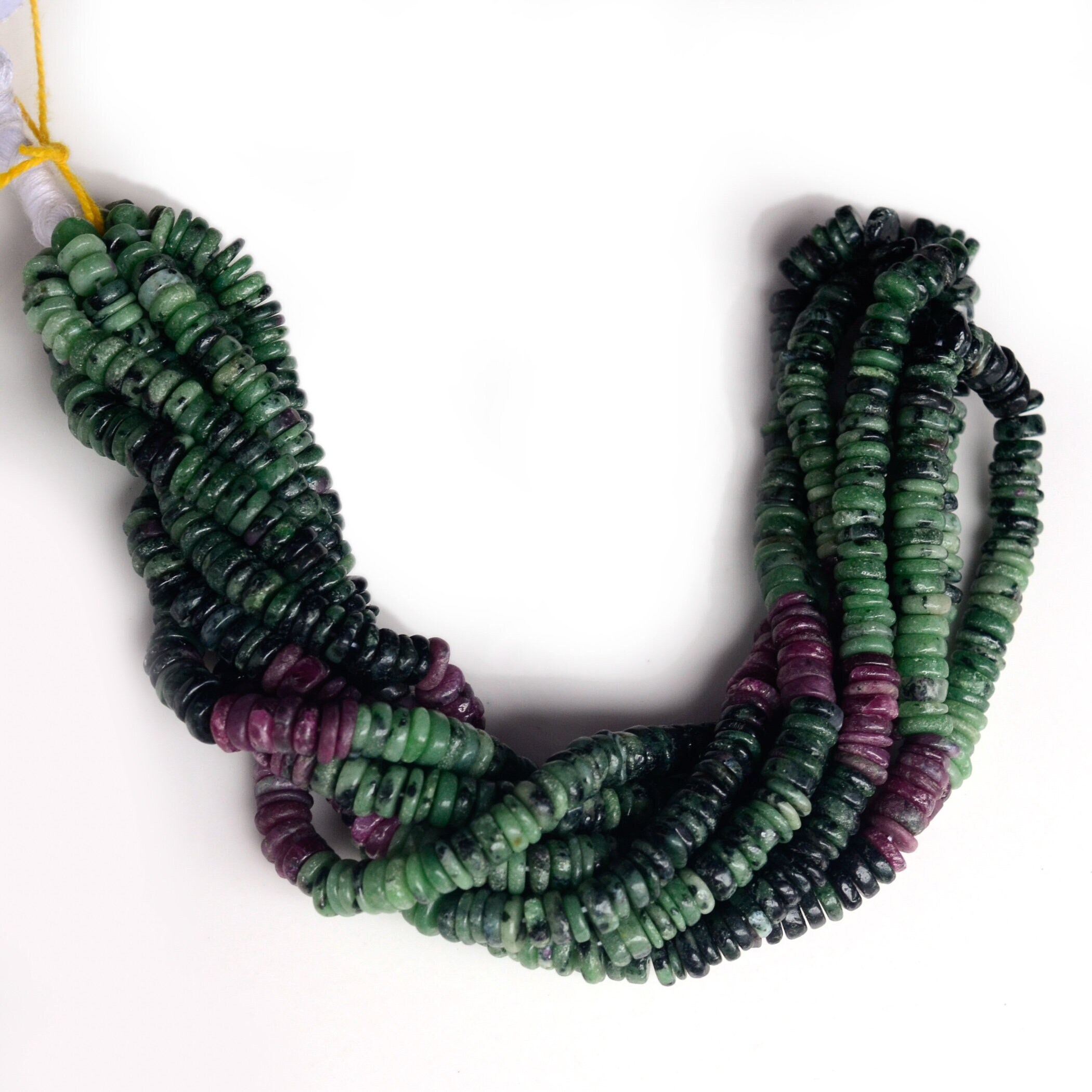 Ruby Zoisite Smooth Tyre Rondelle Beads, 6mm To 6.5mm Natural Ruby Zoisite Round Heishi Gemstone Beads, 16 Inch Strand, Gds2115