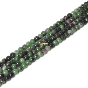 4mm049 4mm Green Ruby Zoisite Round Ball Loose Gemstone Beads 16"