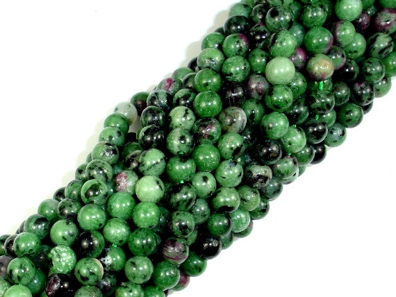Ruby Zoisite, 6mm (6.5mm), Round, 15.5 Inch, Full Strand, Approx. 63 Beads, Hole 1mm (394054005)