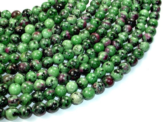 Ruby Zoisite, 8mm (8.3mm), Round, 15.5 Inch, Full Strand, Approx. 49 Beads, Hole 1mm (394054001)