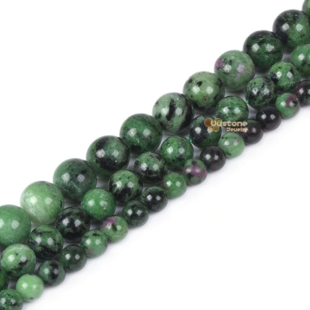 Green Ruby Zoisite Round Ball Loose Beads Diy Jewelry Making Beads Strand 6mm 8mm 10mm