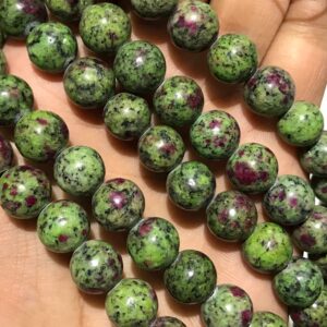 Natural Ruby Zoisite 10 Mm Balls 1mm Hole /10 Mm Ruby Zoisite Gemstone Beads/round Shape Ruby Zoisite With 1mm Hole/ruby Zoisite //15”line