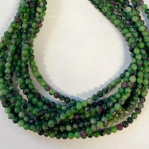 natural Ruby Zoisite 4mm Round Gemstone Beads -15.5 inch strand--#526