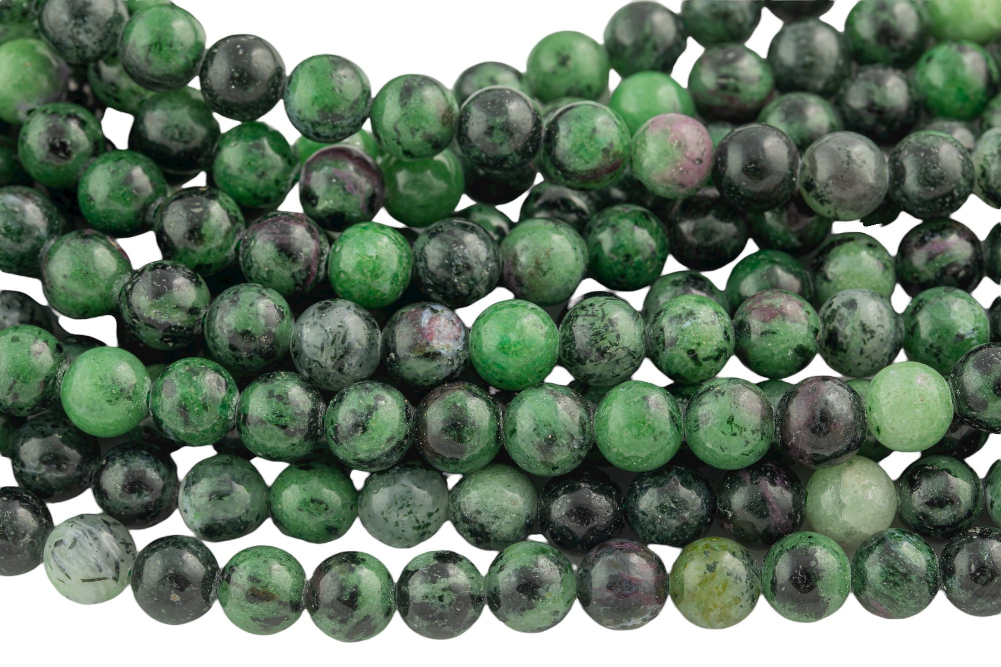 Natural Ruby Zoisite 4mm 6mm 8mm 10mm Round Beads 15.5" Strand Natural Ruby Zoisite 4mm 6mm 8mm 10mm Round Beads 15.5" Strand