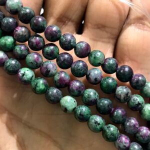 Natural Ruby Zoisite 6 Mm Balls 1mm Hole /6 Mm Ruby Zoisite Gemstone Beads/round Shape Ruby Zoisite With 1mm Hole/ruby Zoisite //15”line