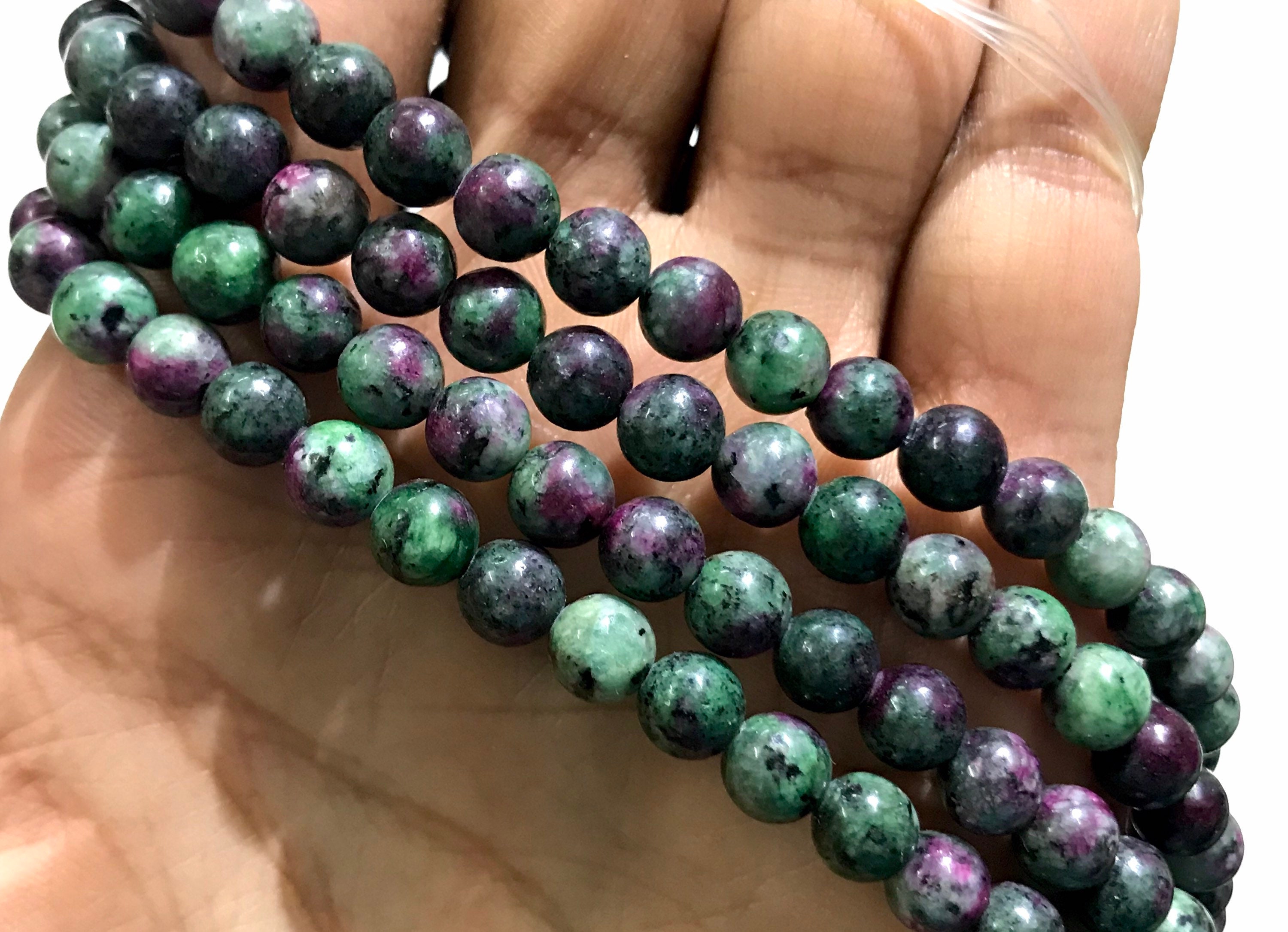 Natural Ruby Zoisite 6 Mm Balls 1mm Hole /6 Mm Ruby Zoisite Gemstone Beads/round Shape Ruby Zoisite With 1mm Hole/ruby Zoisite //15”line