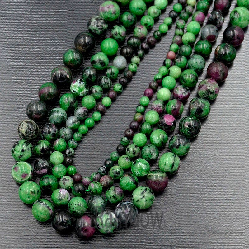 Natural Green Purple Ruby Zoisite Beads, 6mm-12mm Round Gemstone Beads, Beading And Jewelry Making Supplies, Good For Handmade Jewelry