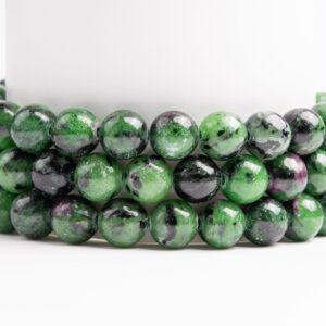 Natural Green And Black Ruby Zoisite Gemstone Grade Aa Round 4mm 6-7mm 8mm 10-11mm 11-12mm Loose Beads