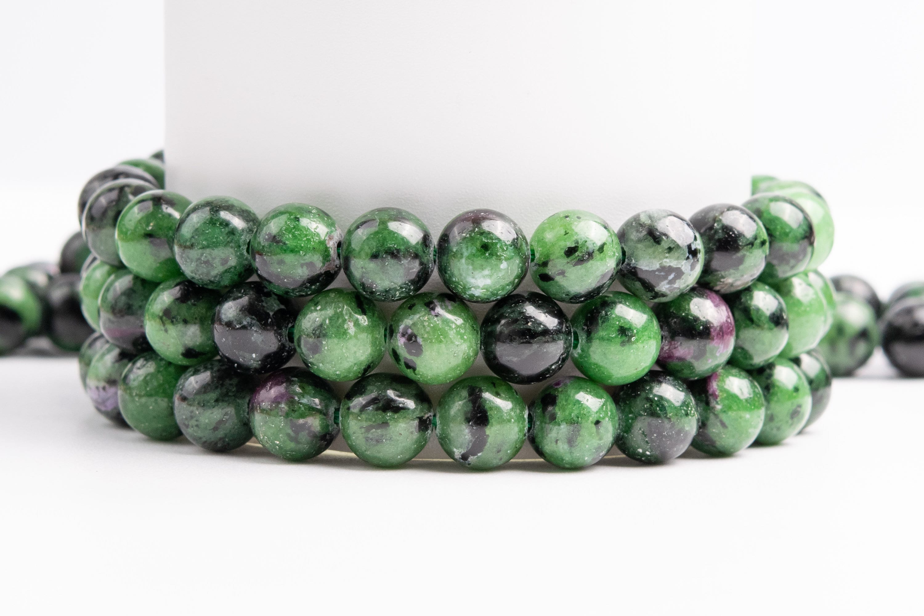 Natural Green And Black Ruby Zoisite Gemstone Grade Aa Round 4mm 6-7mm 8mm 10-11mm 11-12mm Loose Beads