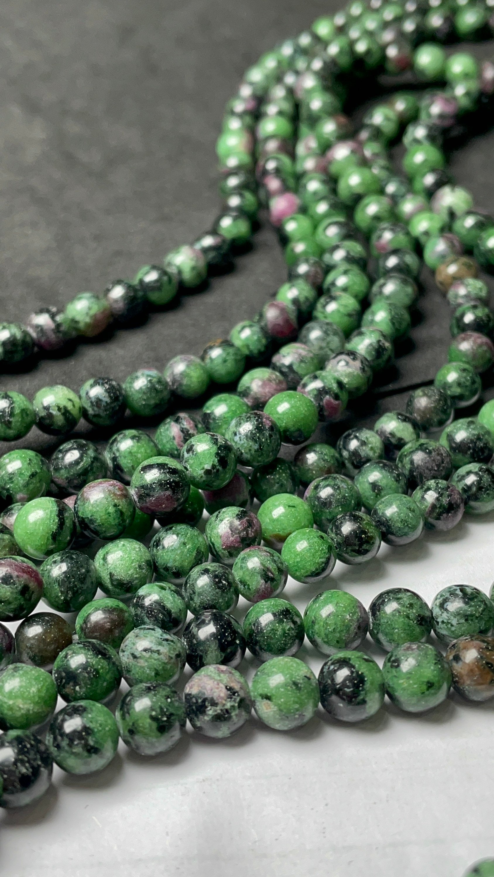 New Brand- Ruby Zoisite Smooth Round Gemstone Beads, 7-7.5 Mm Wholesale Beads, 15.5 Inches Strand Bulk Beads For Making Jewelry