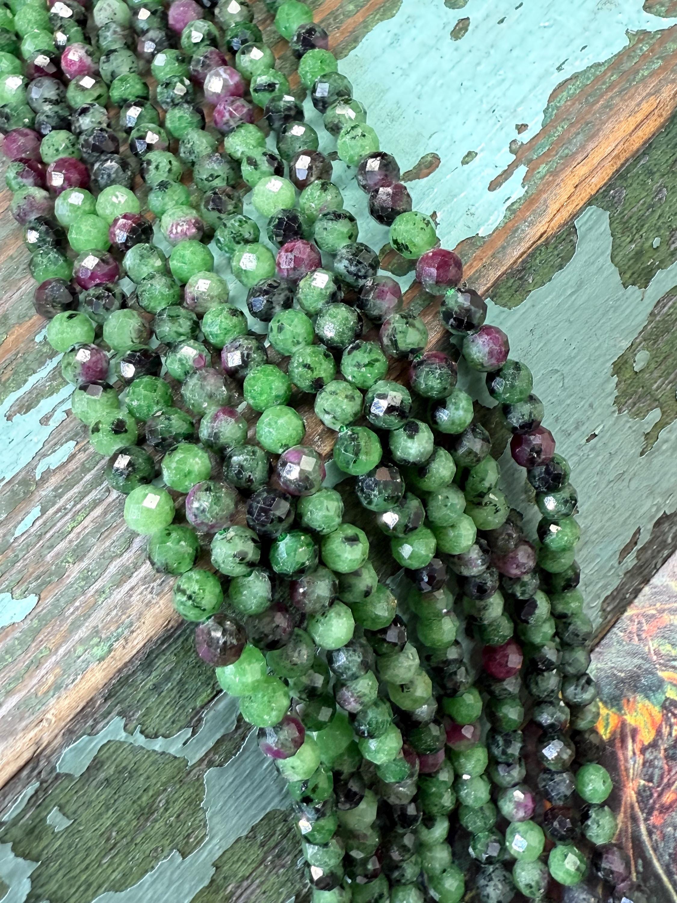 Rustic Ruby Zoisite Handcut Round Spacer Beads 4.5mm Aprx Natural Gemstone Beads