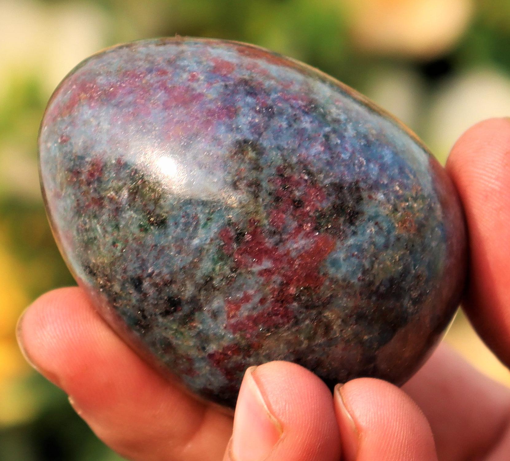 140mm Ruby Zoisite Egg: Anyolite Gemstone, Chakra Balancing Decor