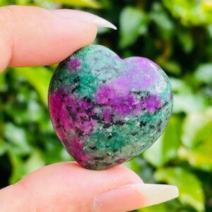 Ruby Zoisite Crystal Heart: Polished Pink & Green Gemstone (18-25mm)