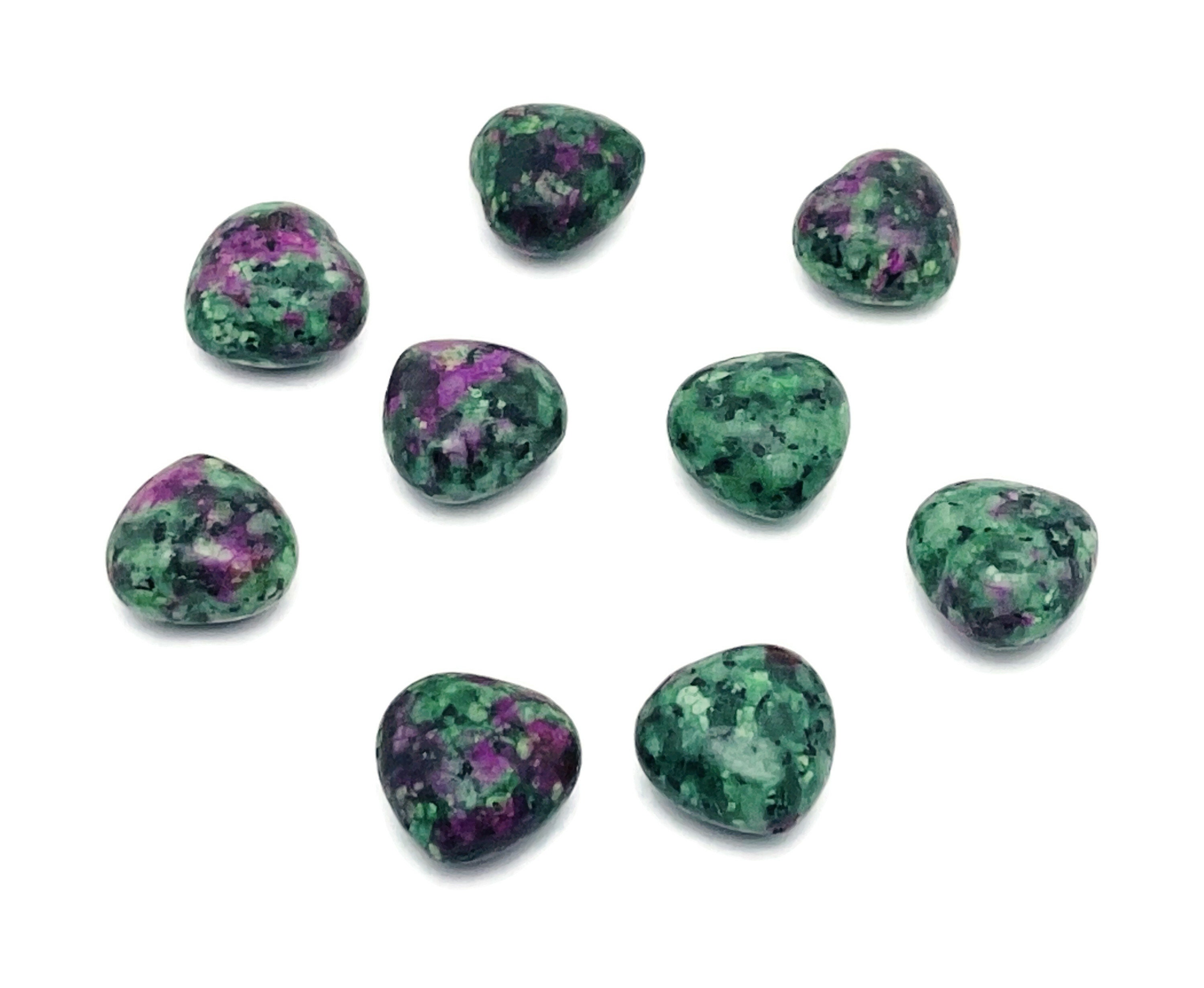 Ruby Zoisite Heart Gemstone – Puffy Heart - Cherry Blossom Heart Crystal - Healing Stones - 15x15x9mm - He1048