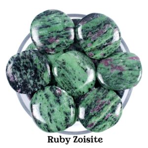Ruby In Zoisite Palm Stone, Vitality And Heart Healing Crystal, Passion And Growth Worry Stone, Root And Heart Chakra, Smooth Ruby Zoisite