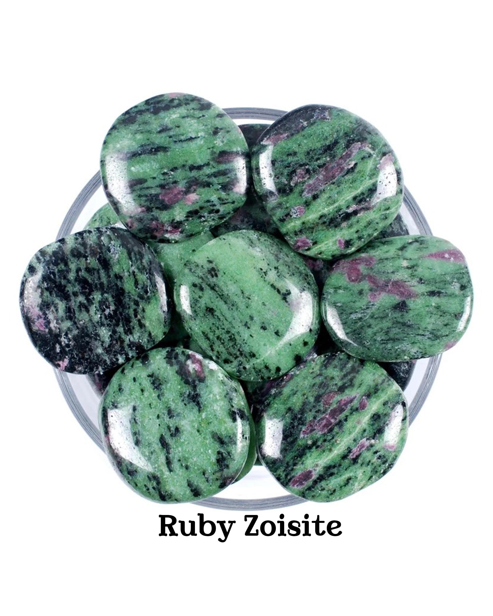 Ruby In Zoisite Palm Stone, Vitality And Heart Healing Crystal, Passion And Growth Worry Stone, Root And Heart Chakra, Smooth Ruby Zoisite