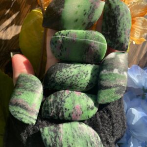 Ruby Zoisite Palm Stone, Ruby Zoisite, Qty. 1 Ruby Zoisite Palm Stone, Ruby Zoisite, Qty. 1