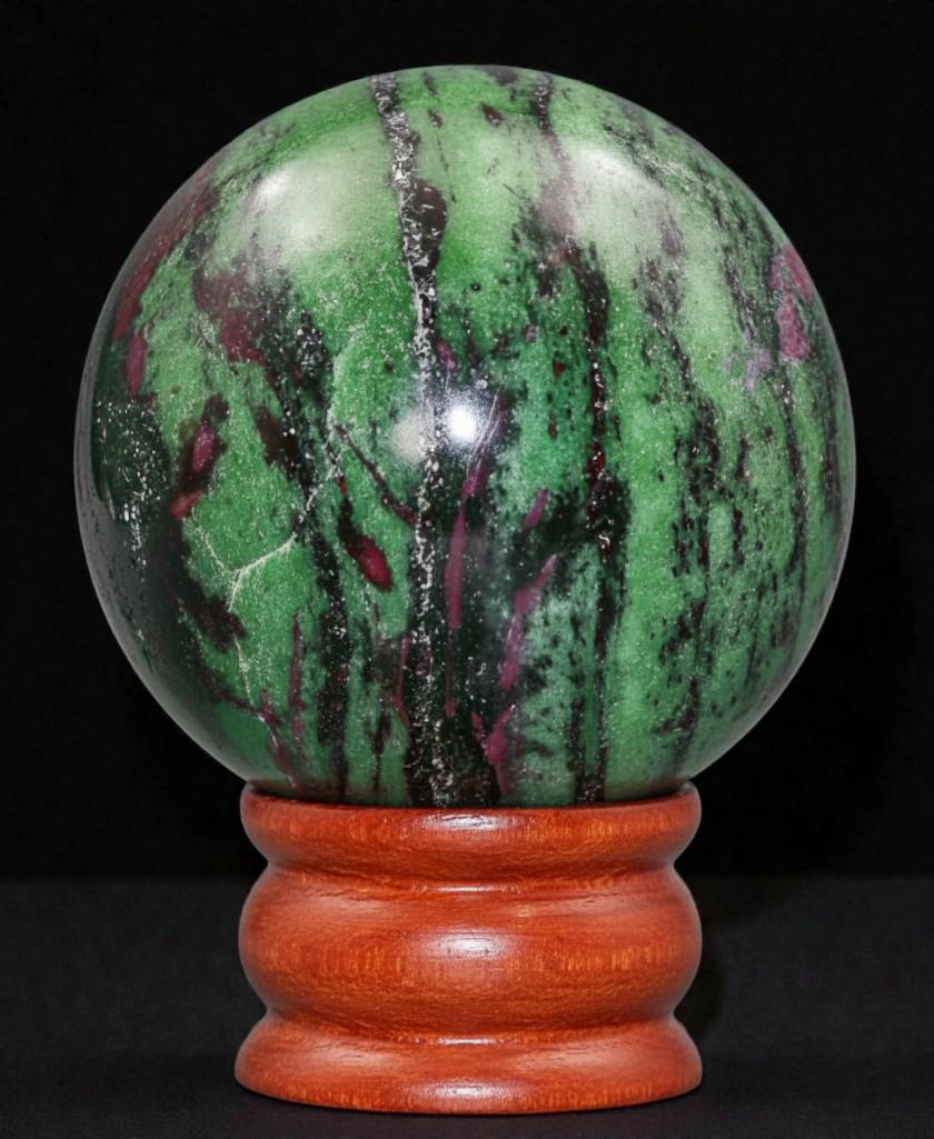 Pink Ruby Zoisite Sphere: 85mm Anyolite Crystal Ball, Metaphysical Decor