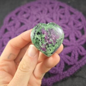 Ruby Zoisite Polished Heart Crystal Stone Natural love july birthstone gift uv reactive Ruby Zoisite Polished Heart Crystal Stone Natural love july birthstone gift uv reactive