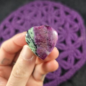 Ruby Zoisite Polished Heart Crystal Stone Natural love july birthstone gift uv reactive Ruby Zoisite Polished Heart Crystal Stone Natural love july birthstone gift uv reactive