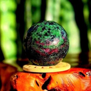 Ruby Zoisite Sphere w/ Stand - (Anyolite) - UV reactive - for enhanced patience and passion -connects mind and heart - Anyolite crystal Ruby Zoisite Sphere w/ Stand - (Anyolite) - UV reactive - for enhanced patience and passion -connects mind and heart - Anyolite crystal