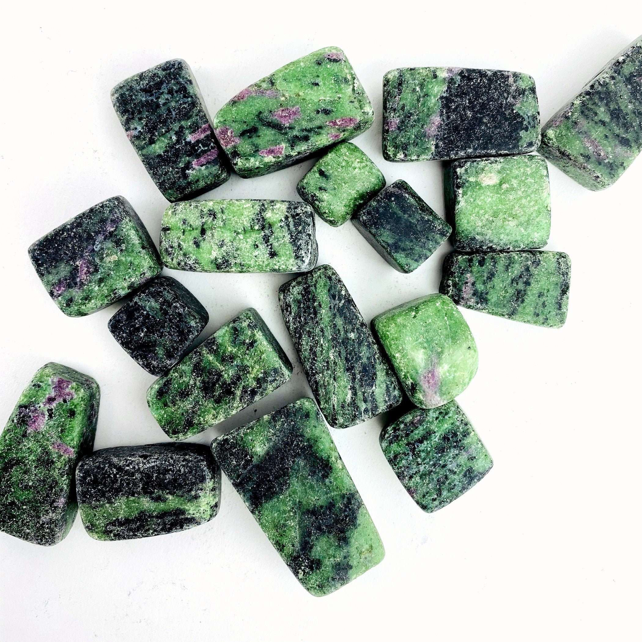 Ruby Zoisite Cubed Tumbled Stone – Green And Pink Crystal