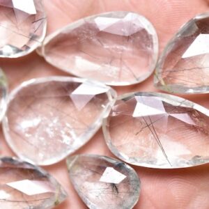 3 Pcs,Super Quality Natural Black Rutile Quartz Faceted Side Drilled Big Briolettes,Size is 12x16-18x28mm #170