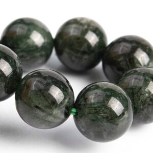 10-11MM Dark Green Rutilated Quartz Beads Bracelet Grade A Genuine Natural Round Gemstone 8" (117100h-3774) 10-11MM Dark Green Rutilated Quartz Beads Bracelet Grade A Genuine Natural Round Gemstone 8" (117100h-3774)