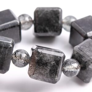 10MM Black Rutilated Quartz Beads Beveled Edge Faceted Cube Bracelet Grade A Genuine Natural Gemstone 7.5" (117878h-3983) 10MM Black Rutilated Quartz Beads Beveled Edge Faceted Cube Bracelet Grade A Genuine Natural Gemstone 7.5" (117878h-3983)