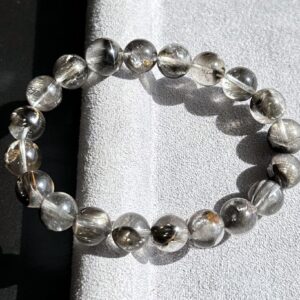 10mm, Certified Rare Natural Top Grade Black Brookite Rutilated Quartz Beads Bracelet, Silver Brookite In Quartz Bracelet, 收藏级黑银钛晶手串 10mm, Certified Rare Natural Top Grade Black Brookite Rutilated Quartz Beads Bracelet, Silver Brookite In Quartz Bracelet, 收藏级黑银钛晶手串