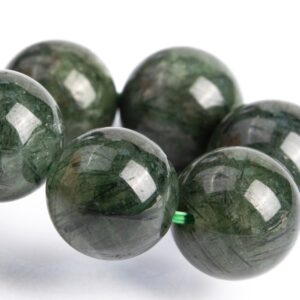 12MM Dark Green Rutilated Quartz Beads Bracelet Grade AA Genuine Natural Round Gemstone 8" (117113h-3745) 12MM Dark Green Rutilated Quartz Beads Bracelet Grade AA Genuine Natural Round Gemstone 8" (117113h-3745)