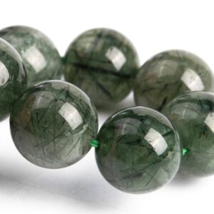 12MM Deep Green Rutilated Quartz Beads Bracelet Grade A+ Genuine Natural Round Gemstone 8" (117111h-3745) 12MM Deep Green Rutilated Quartz Beads Bracelet Grade A+ Genuine Natural Round Gemstone 8" (117111h-3745)