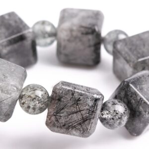 8-9MM Black Rutilated Quartz Beads Beveled Edge Faceted Cube Bracelet Grade A Genuine Natural Gemstone 7.5" (117867h-3982) 8-9MM Black Rutilated Quartz Beads Beveled Edge Faceted Cube Bracelet Grade A Genuine Natural Gemstone 7.5" (117867h-3982)