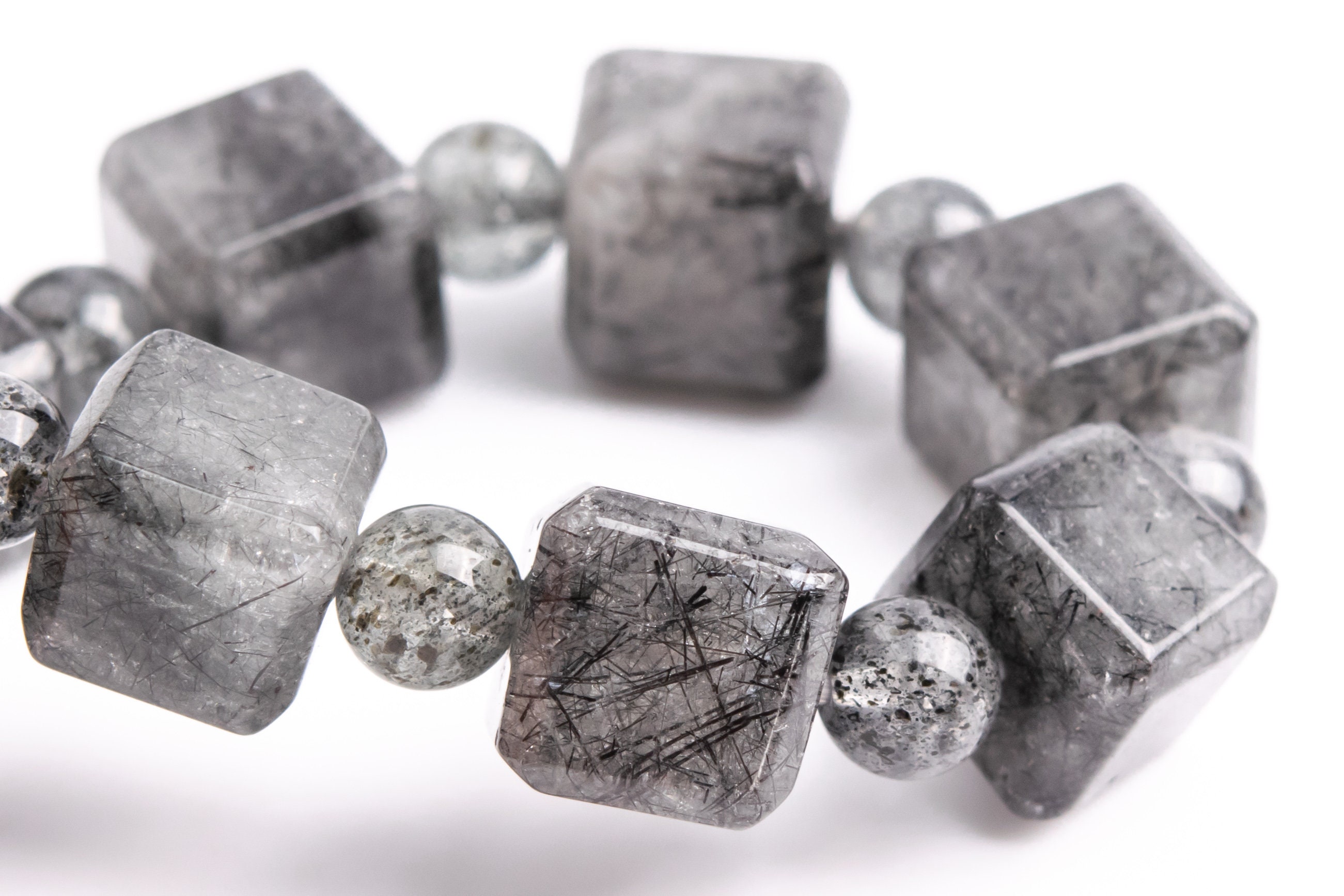 8-9mm Black Rutilated Quartz Beads Beveled Edge Faceted Cube Bracelet Grade A Genuine Natural Gemstone 7.5" (117867h-3982) 8-9mm Black Rutilated Quartz Beads Beveled Edge Faceted Cube Bracelet Grade A Genuine Natural Gemstone 7.5" (117867h-3982)