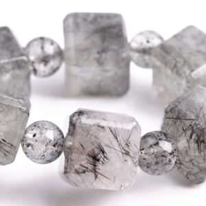 8-9MM Black Rutilated Quartz Beads Beveled Edge Faceted Cube Bracelet Grade A Genuine Natural Gemstone 7.5" (117866h-3982) 8-9MM Black Rutilated Quartz Beads Beveled Edge Faceted Cube Bracelet Grade A Genuine Natural Gemstone 7.5" (117866h-3982)