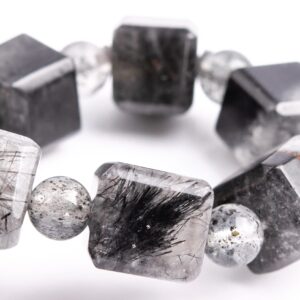 8-9MM Black Rutilated Quartz Beads Beveled Edge Faceted Cube Bracelet Grade A Genuine Natural Gemstone 7.5" (117869h-3982) 8-9MM Black Rutilated Quartz Beads Beveled Edge Faceted Cube Bracelet Grade A Genuine Natural Gemstone 7.5" (117869h-3982)