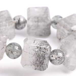 9-10MM Black Rutilated Quartz Beads Beveled Edge Faceted Cube Bracelet Grade A Genuine Natural Gemstone 7.5" (117876h-3983) 9-10MM Black Rutilated Quartz Beads Beveled Edge Faceted Cube Bracelet Grade A Genuine Natural Gemstone 7.5" (117876h-3983)