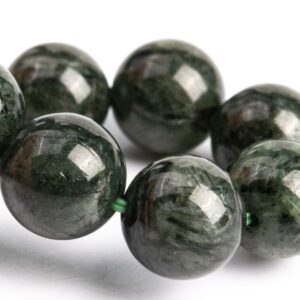 9MM Dark Green Rutilated Quartz Beads Bracelet Grade A Genuine Natural Round Gemstone 7" (117086h-3088) 9MM Dark Green Rutilated Quartz Beads Bracelet Grade A Genuine Natural Round Gemstone 7" (117086h-3088)